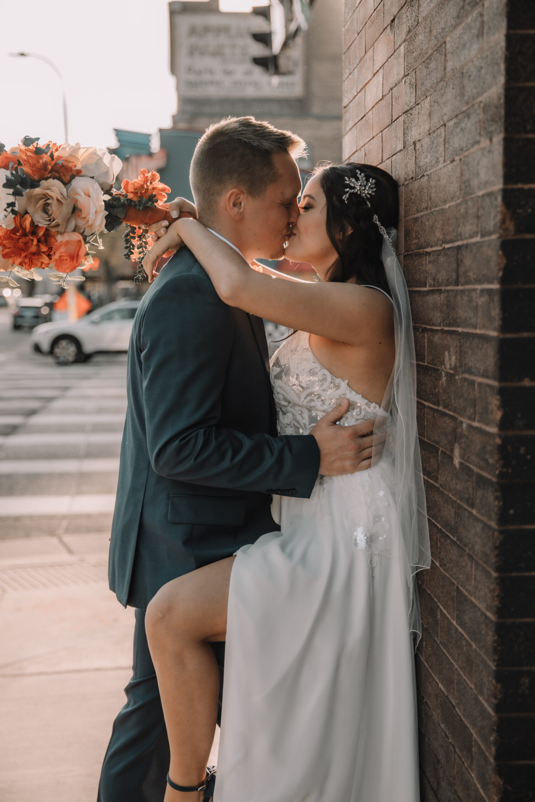 Bride and Groom Portraits at the Hewing Hotel in Downtown Minneapolis