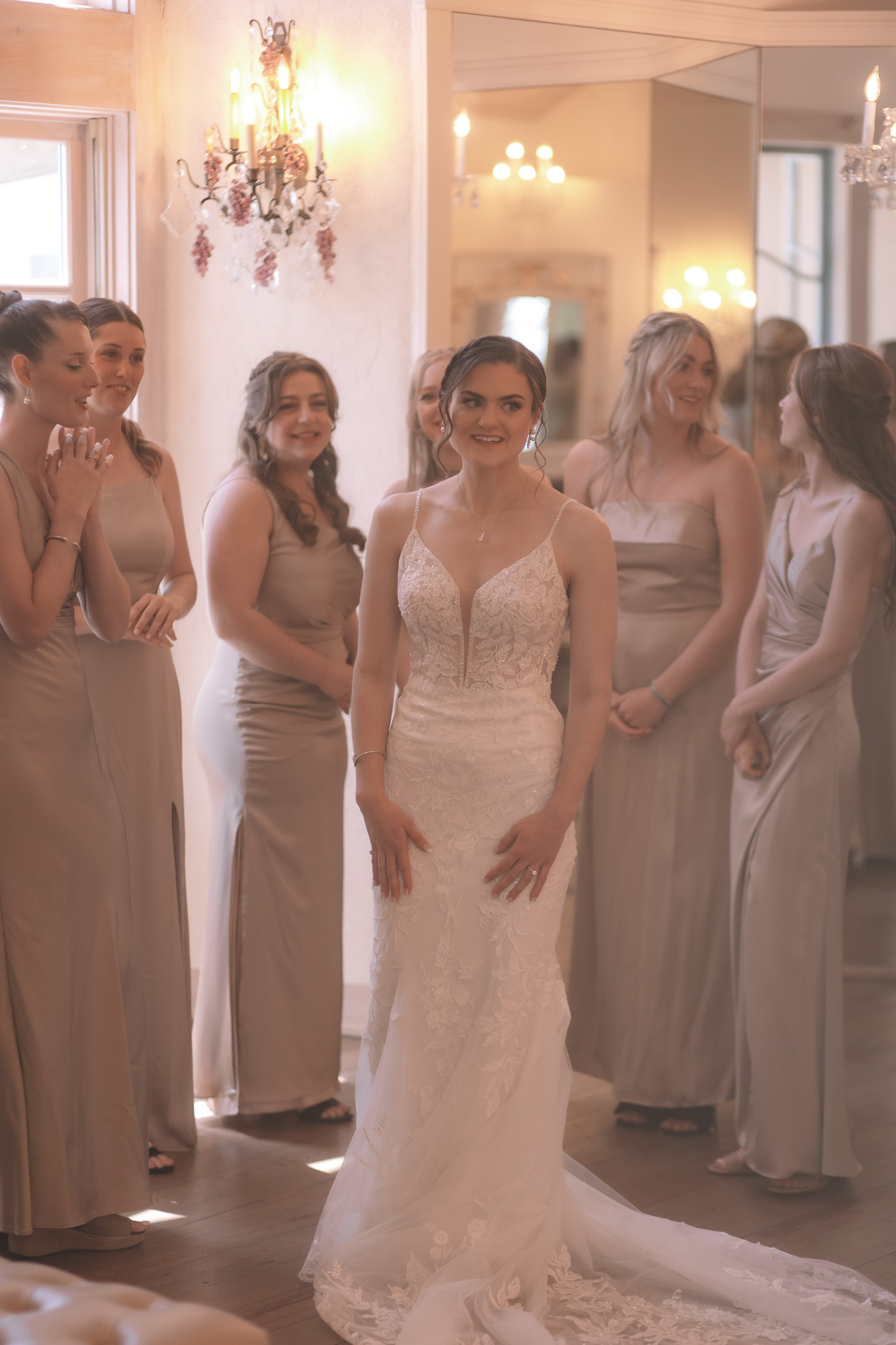 Bride and bridesmaids first look 