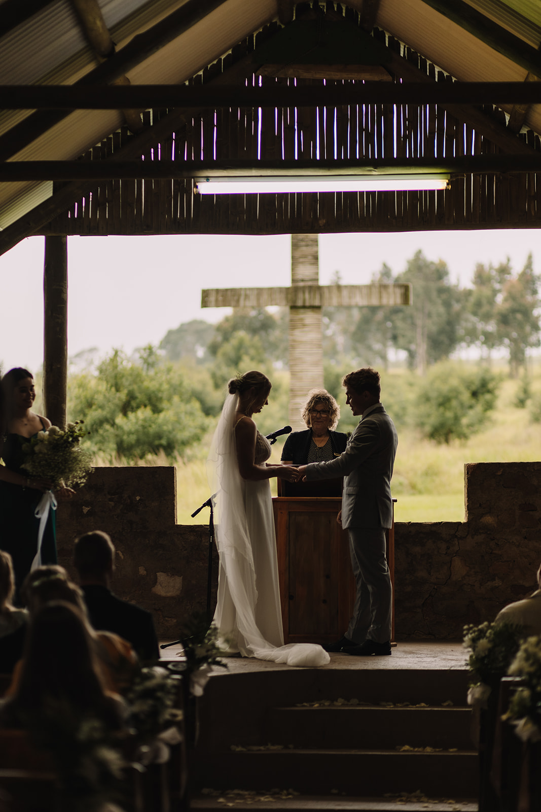 Bride and groom exchanging vows during their destination wedding in South Africa