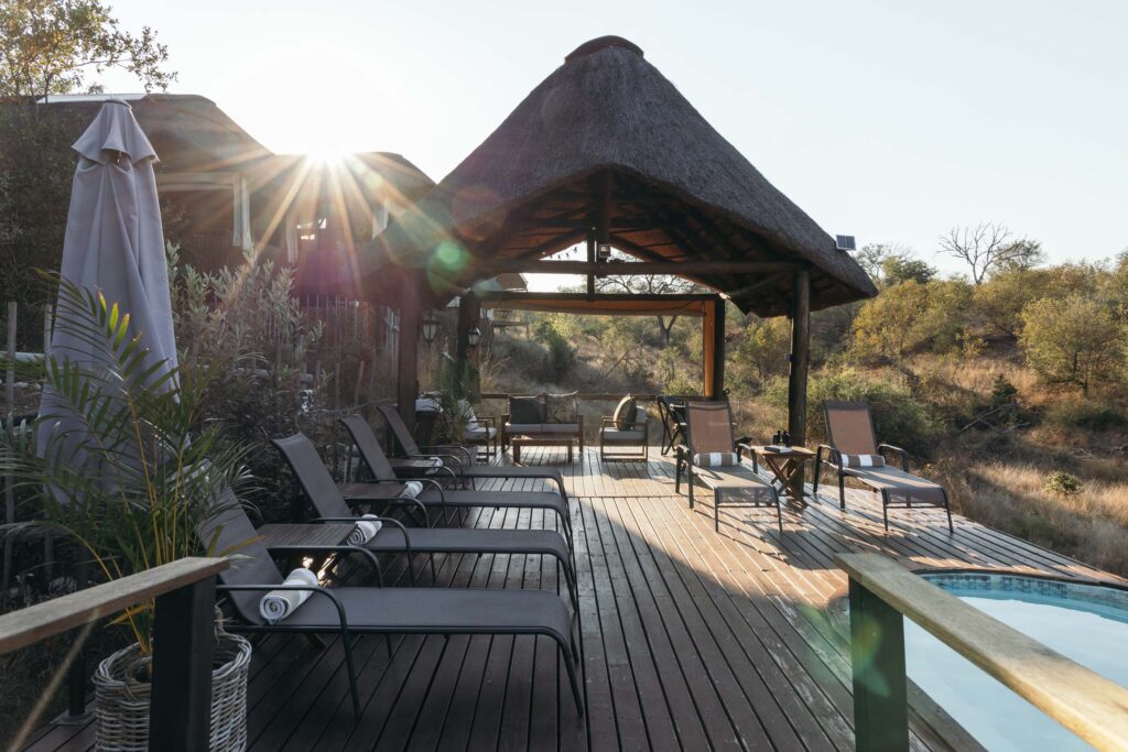 Isambane safari lodge pool and deck