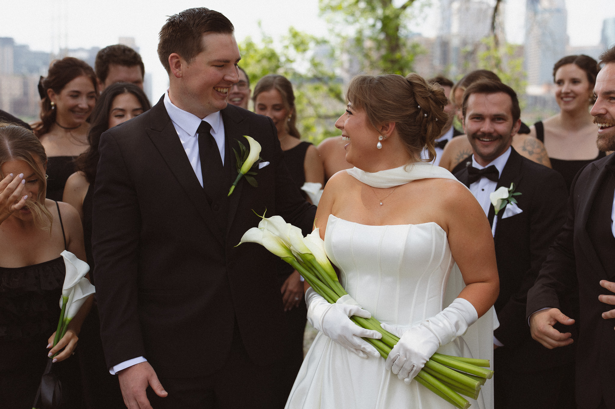 Wedding Party Photos at St Anthony Main by the Mississippi river