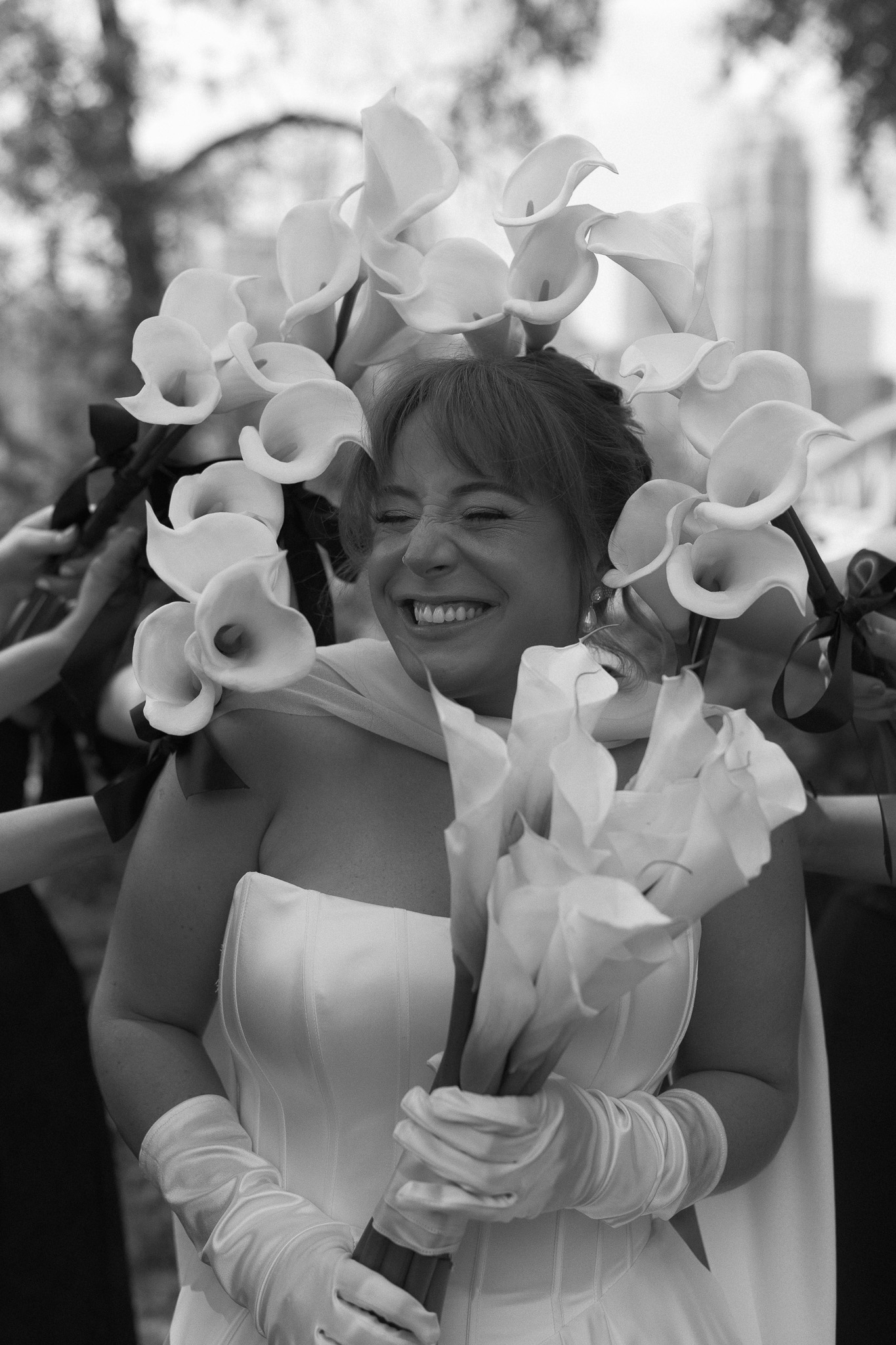 Black and White bridal portrait
