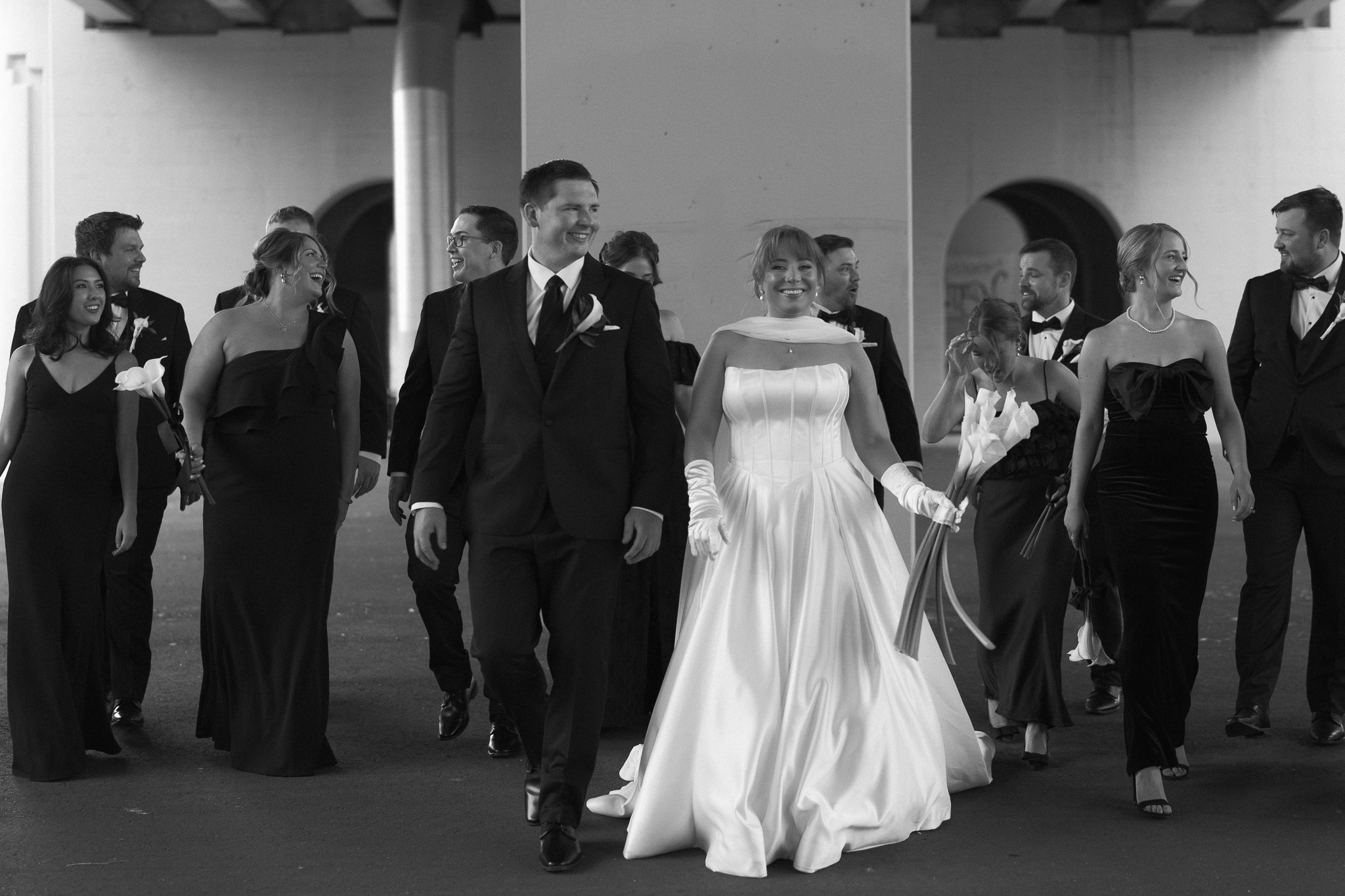Wedding Party Photos at St Anthony Main by the Mississippi river