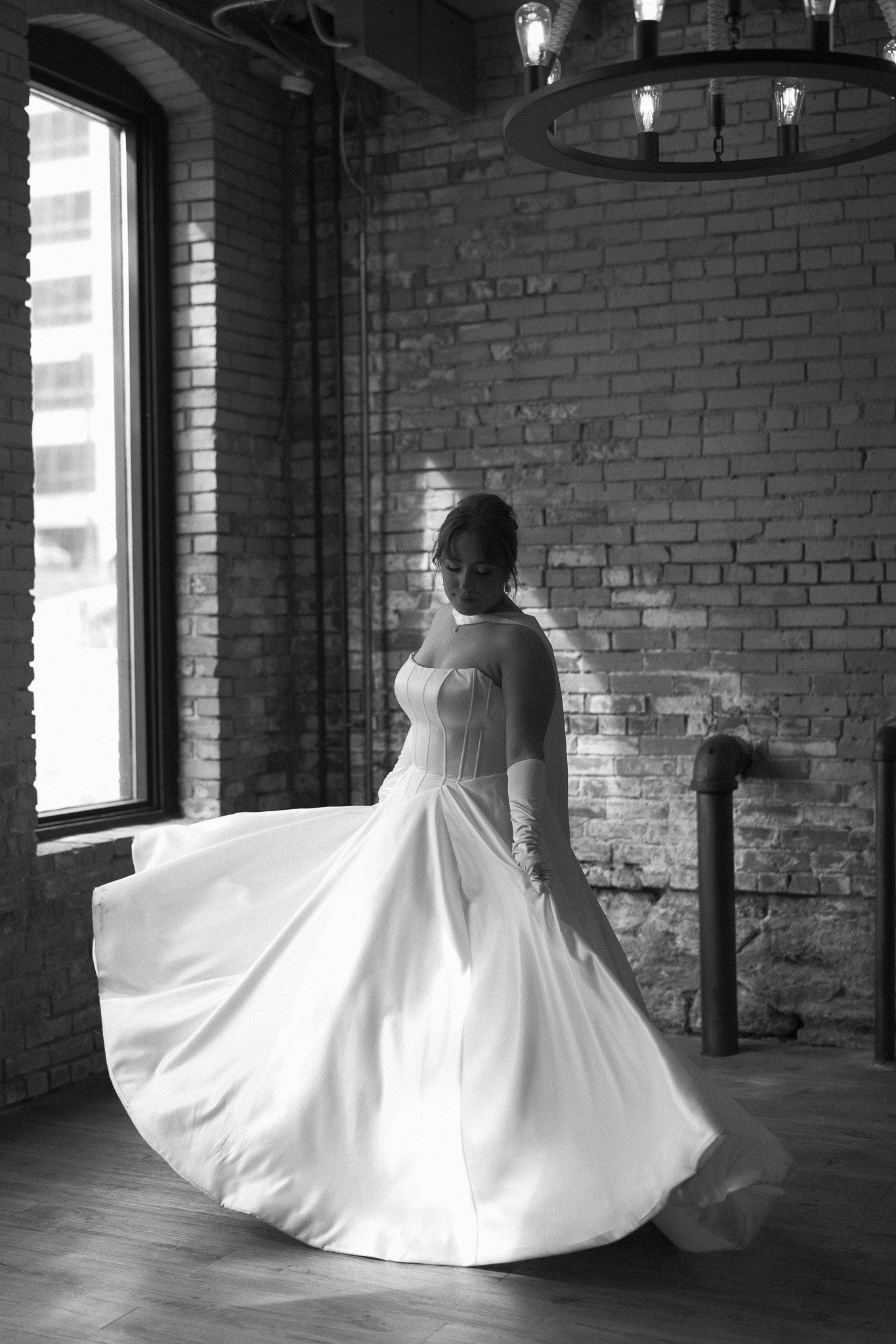 Bride portrait during golden hour at The View Minneapolis Event Center in St Anthony Main