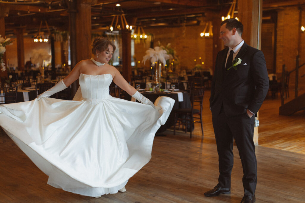 Bride and Groom dancing at The View Reception area in Minneapolis