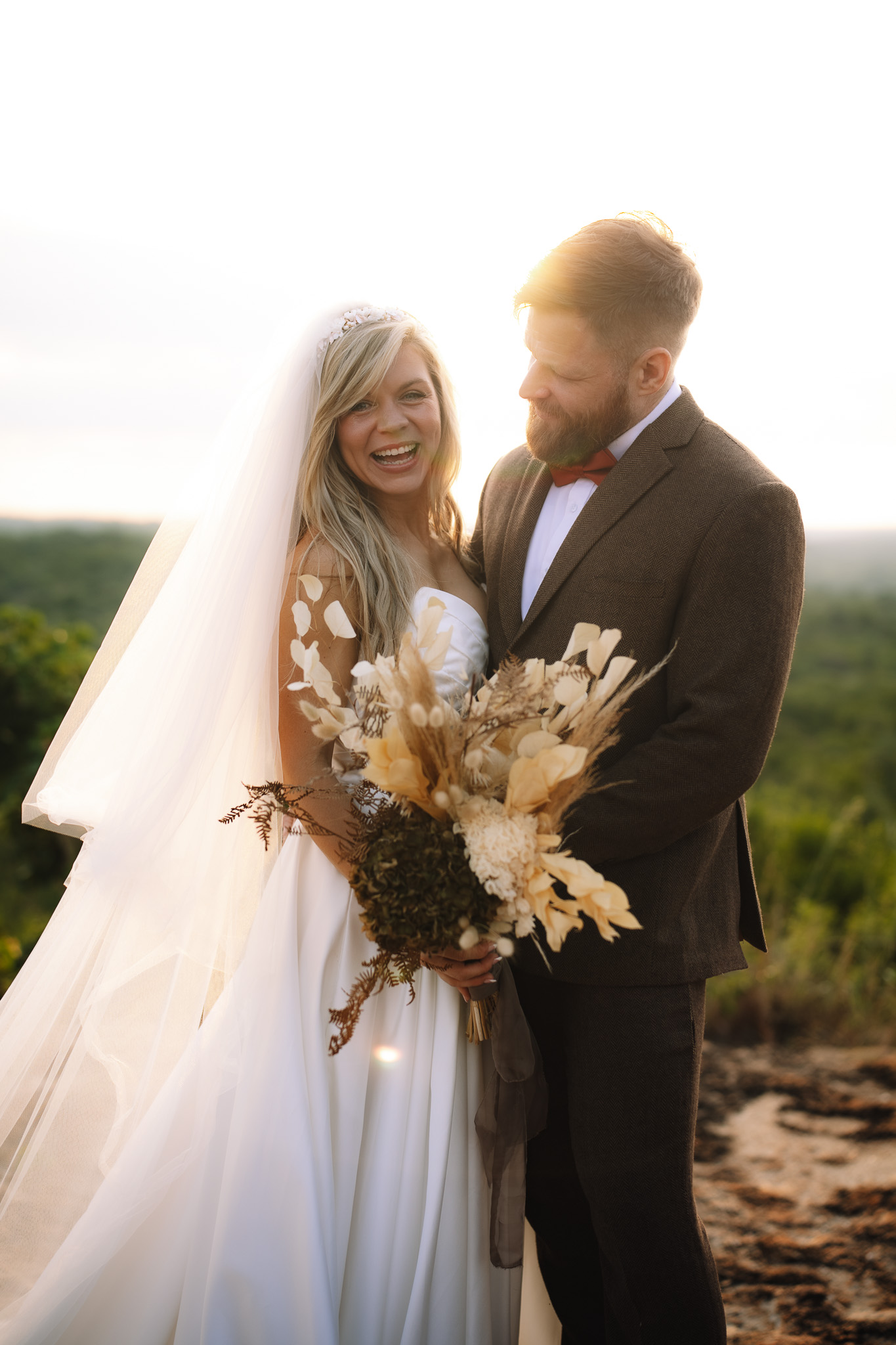 Safari elopement couple sunset portrait