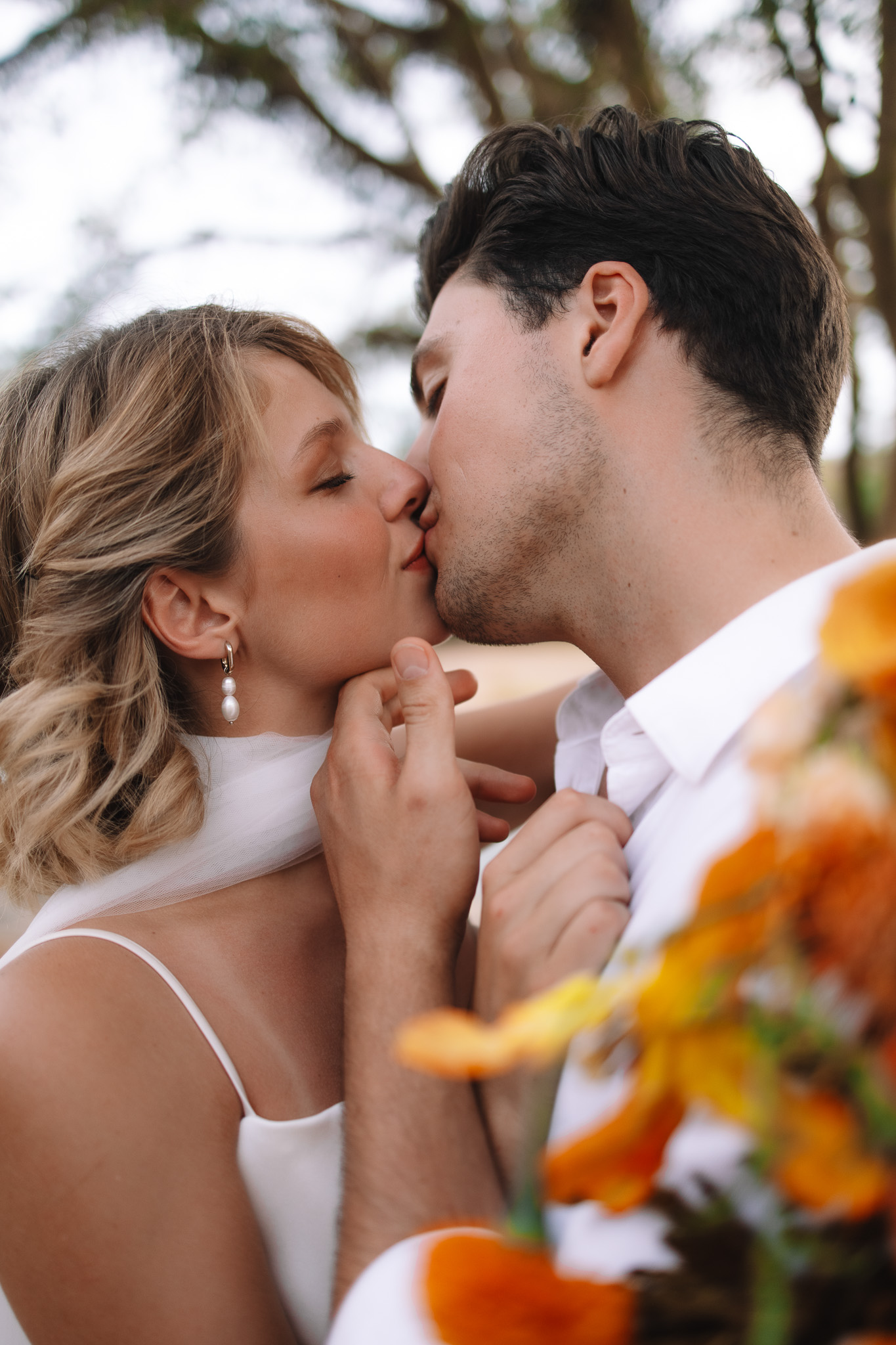 Bride and Groom kissing during their safari elopement ceremony in South Africa