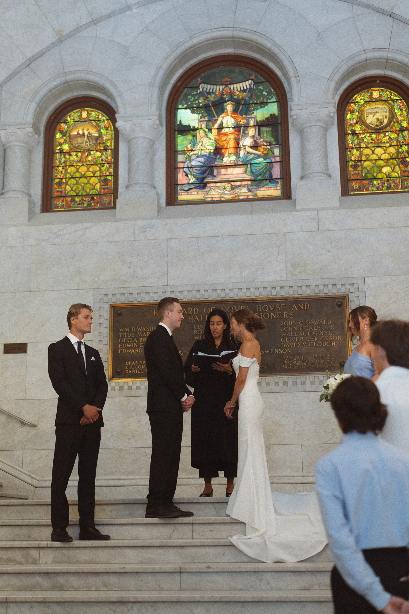 Bride and Groom elopement ceremony inside the Minneapolis City Hall