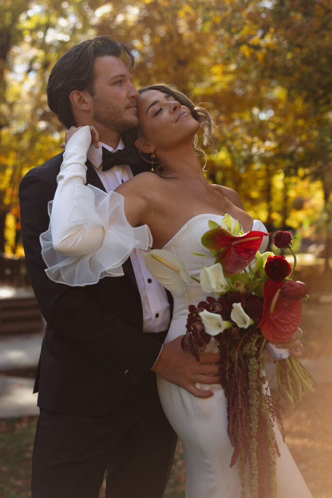 Bride and Groom portraits at the woods retreat wedding near Lake Minnetonka