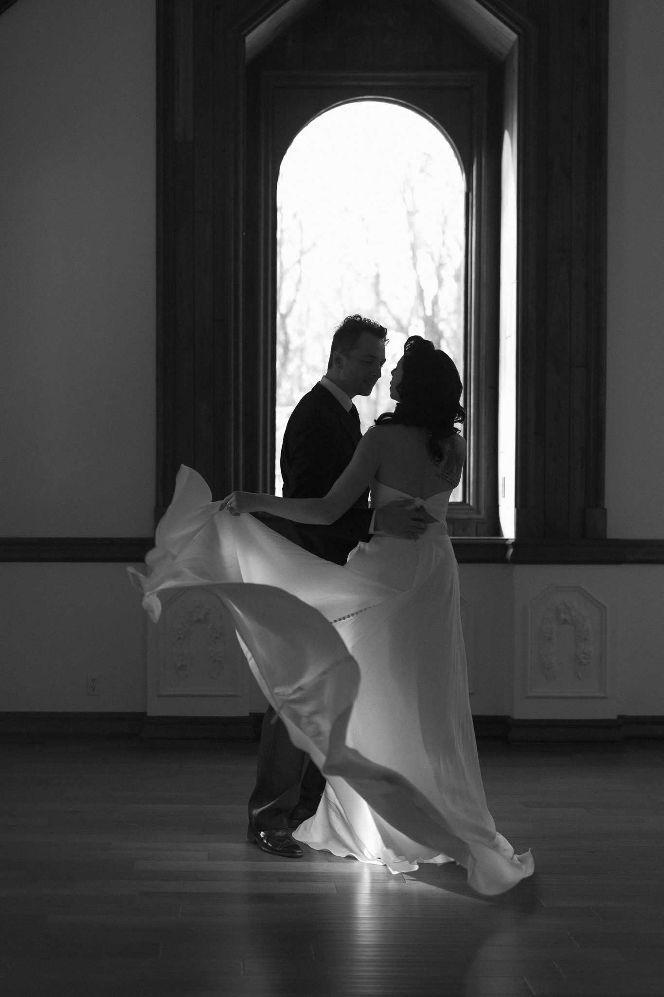Bride and Groom having their first dance during the reception at The Hutton House