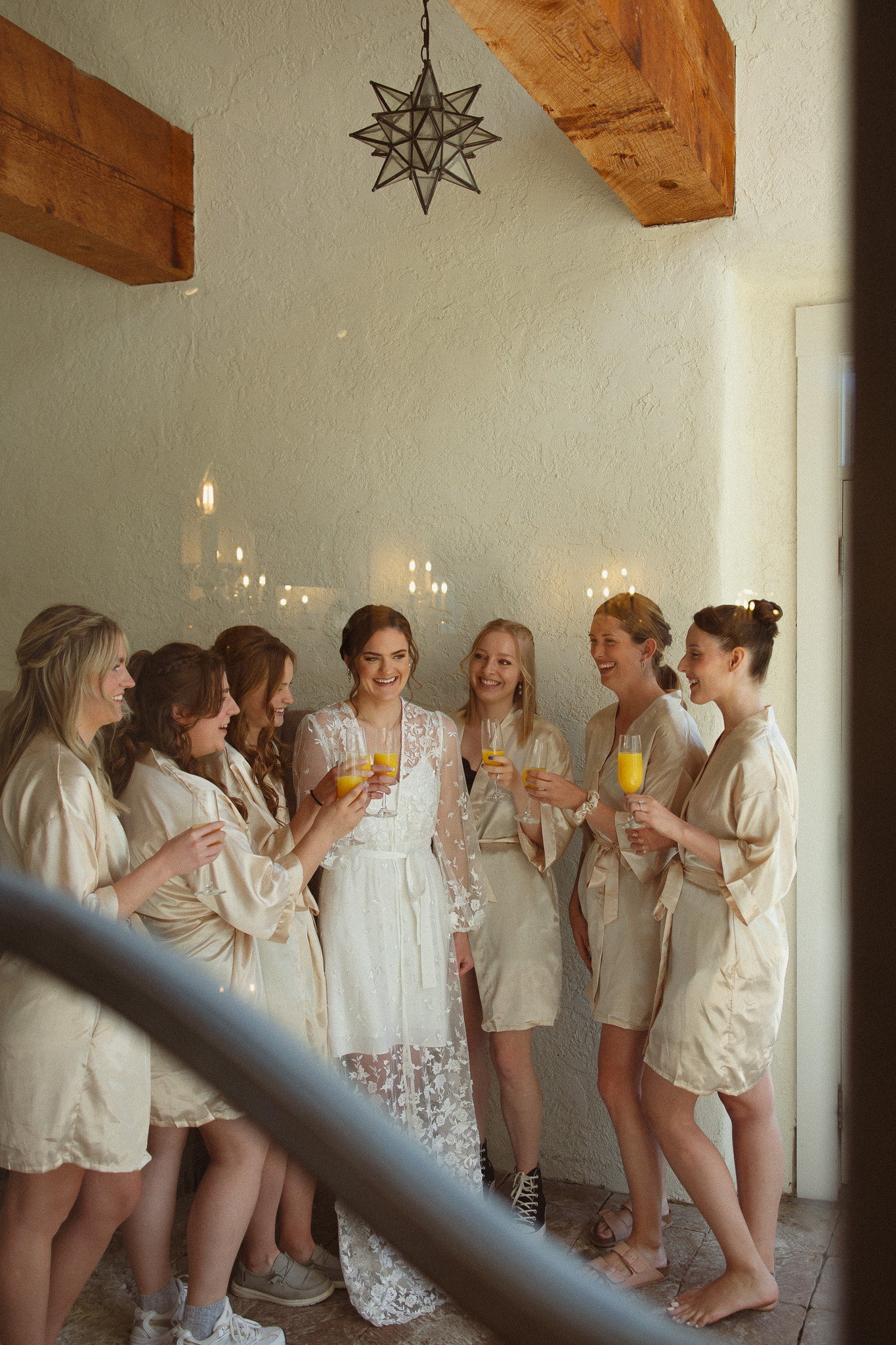 Bridesmaids and bride getting ready at The Edward Anne Estate in Chaska