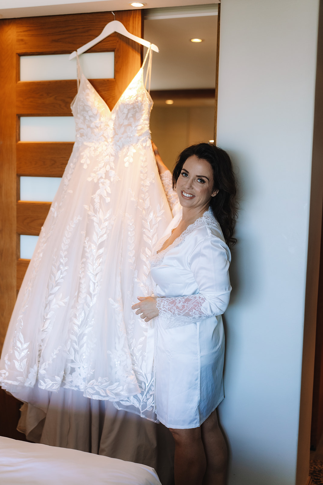 Bride holding her gown before a stony point nature reserve wedding in Cape Town