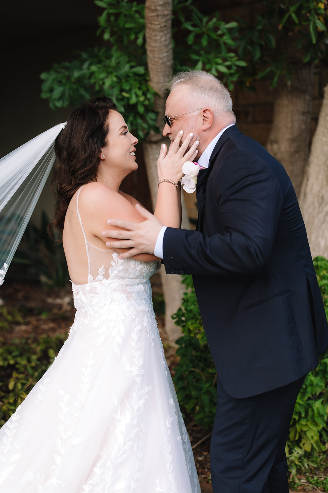 Emotional first look during a stony point nature reserve wedding weekend