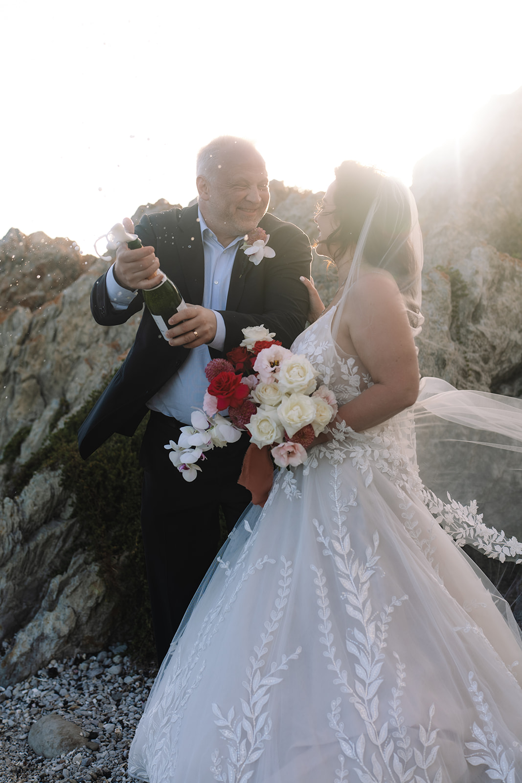 Champagne celebration after a stony point nature reserve wedding ceremony