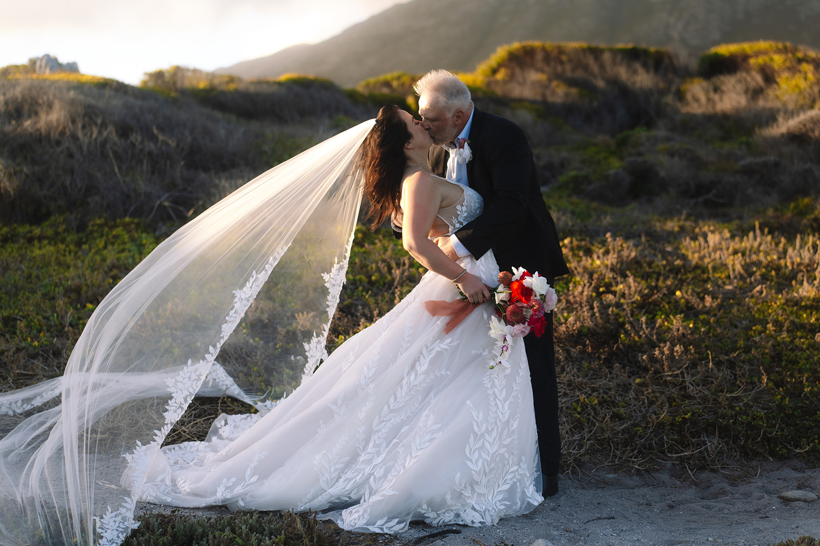 Wind-swept veil portrait at Stony Point Nature Reserve in Cape Town